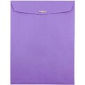 JAM Paper 9 x 12 Open End Catalog Colored Envelopes with Clasp Closure, Violet Purple Recycled, 10