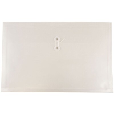 JAM Paper® Plastic Envelopes with Button and String Tie Closure, Large Booklet, 12 x 18, Clear, 12/P