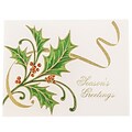 JAM Paper® Christmas Holiday Cards Set, Holly with Gold Ribbon, 25/pack (52614492L)