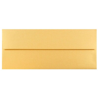 JAM Paper Open End #10 Business Envelope, 4 1/8 x 9 1/2, Metallic Gold, 50/Pack (SD5360 07I)