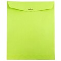 JAM Paper 10 x 13 Open End Catalog Colored Envelopes with Clasp Closure, Ultra Lime Green, 10/Pack