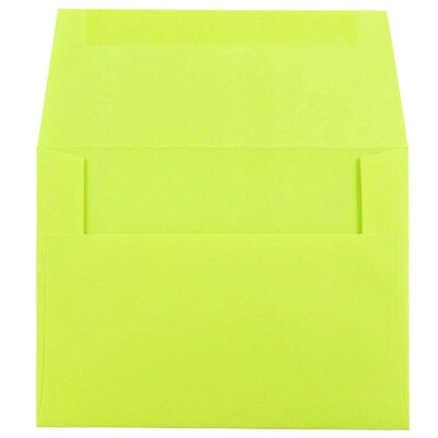 JAM Paper A2 Colored Invitation Envelopes, 4.375 x 5.75, Ultra Lime Green, 50/Pack (WDBH610I)