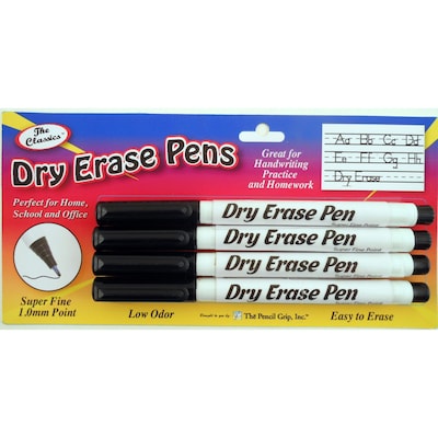 The Pencil Grip Dry Erase Pens, Super Fine Tip, Black, 6 packs of 4 (TPG380)