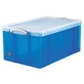 Really Useful Box® 64 Liter Snap Lid Storage Bin, Transparent Blue (64L TB)