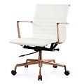 Meelano M346 Genuine Italian Leather Executive Office Chair; White (346-RG-WHI)