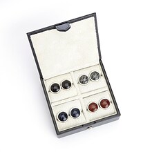 Royce Leather Suede Lined Travel Cufflink Storage Box Fits 4 Pairs(946-BLACK-2)