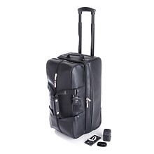 Royce Leather Leather Luxury Travel Set: Rolling Duffel Bag with Bluetooth Tracking, Portable Power