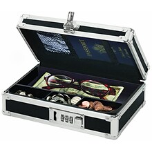 Vaultz® Locking Mini Cash Box with Tray, 2.75 x 8.5 x 5.5, Black (VZ00304)