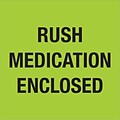 Tape Logic Labels, Rush - Medication Enclosed, Fluorescent Green, 500/Roll (DL1338)