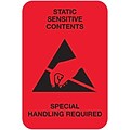 Tape Logic®Labels, Static Sensitive Contents, 2 x 3, Fluorescent Red, 500/Roll (DL1372)