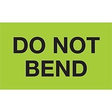 Labels, Do Not Bend, 3 x 5, Fluorescent Green, 500/Roll (DL2343)