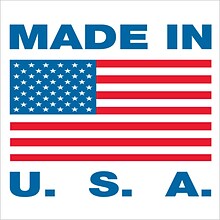 Tape Logic Labels, Made in U.S.A., 1 x 1, Red/White/Blue, 500/Roll (USA302)