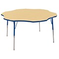 ECR4Kids 60 Flower Table Maple/Blue -Standard Swivel Glide  (ELR-14102-MBL-SS)