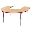 ECR4Kids Horseshoe Table Maple/Red -Toddler Swivel Glide  (ELR-14103-MRD-TS)