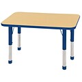 ECR4Kids 24 x 36 Rectangle Table Maple/Blue -Chunky Legs  (ELR-14106-MBL-C)
