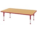 ECR4Kids 24 x 60  Rectangle Table Maple/Red -Chunky Legs  (ELR-14108-MRD-C)
