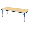 ECR4Kids 24x72 Rectangle Table Maple/Blue -Toddler Ball Glide  (ELR-14109-MBL-TB)