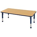 30”x60” Rectangular T-Mold Activity Table, Maple/Navy/Chunky