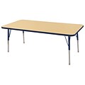 30”x60” Rectangular T-Mold Activity Table, Maple/Navy/Toddler Swivel