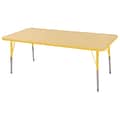 30”x60” Rectangular T-Mold Activity Table, Maple/Yellow/Standard Swivel