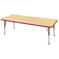 30”x72” Rectangular T-Mold Activity Table, Maple/Red/Toddler Ball