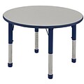 36” Round T-Mold Activity Table, Grey/Navy/Chunky