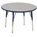 36” Round T-Mold Activity Table, Grey/Navy/Toddler Swivel