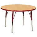30” Round T-Mold Activity Table, Maple/Red/Standard Swivel