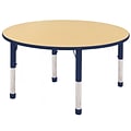 48” Round T-Mold Activity Table, Maple/Navy/Chunky