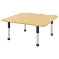 48” Square T-Mold Activity Table, Maple/Maple/Navy/Chunky