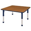48” Square T-Mold Activity Table, Oak/Navy/Chunky