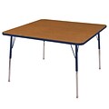 48” Square T-Mold Activity Table, Oak/Navy/Toddler Swivel