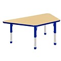 30”x60” Trapezoid T-Mold Activity Table, Maple/Blue/Chunky