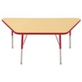 30”x60” Trapezoid T-Mold Activity Table, Maple/Red/Standard Swivel