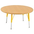30” Round T-Mold Activity Table, Maple/Maple/Yellow/Standard Swivel