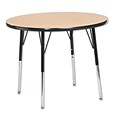 30” Round T-Mold Activity Table, Oak/Black/Standard Swivel