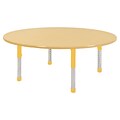 60” Round T-Mold Activity Table, Maple/Maple/Yellow/Chunky