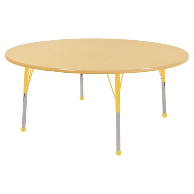 60” Round T-Mold Activity Table, Maple/Maple/Yellow/Toddler Ball