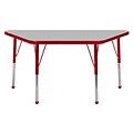 24”x48” Trapezoid T-Mold Activity Table, Grey/Red/Toddler Ball