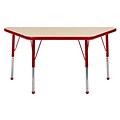 24”x48” Trapezoid T-Mold Activity Table, Maple/Red/Toddler Ball