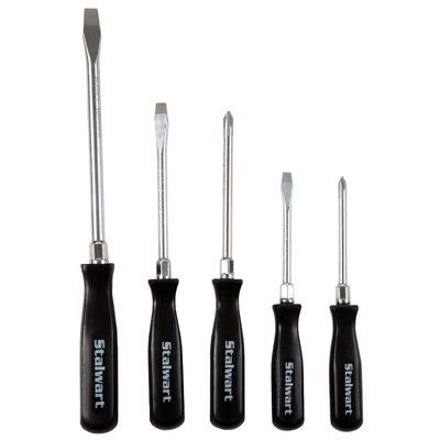 Stalwart 5 Piece Screwdriver Set with Storage Pouch - Slotted & Phillips (M550016)