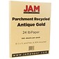 JAM Paper Parchment Colored Paper, 24 lbs., 8.5" x 11", Antique Gold Recycled, 100 Sheets/Pack (27160)
