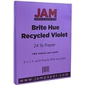 JAM Paper® Smooth Colored Paper, 24 lbs., 8.5 x 11, Violet Purple Recycled, 100 Sheets/Pack (10212