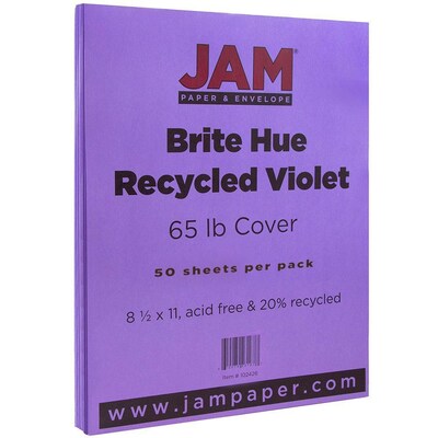 JAM Paper 65 lb. Cardstock Paper, 8.5 x 11, Violet Purple, 50 Sheets/Pack (102426)