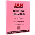 JAM Paper® Smooth Colored Paper, 24 lbs., 8.5 x 11, Ultra Pink, 50 Sheets/Pack (103564A)