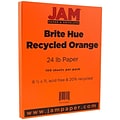 JAM Paper 8.5 x 11 Smooth Colored Paper, 24 lbs., Orange Recycled, 100 Sheets/Pack (103655)