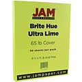 JAM Paper® Bright Color Cardstock, 8.5 x 11, 65lb Ultra Lime Green, 50/pack (104067)