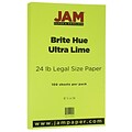 JAM Paper Smooth Colored 8.5 x 14  Copy Paper, 24 lbs., Ultra Lime Green, 100 Sheets/Pack (151048)