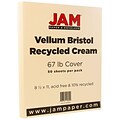 JAM Paper Vellum Bristol 67 lb. Cardstock Paper, 8.5 x 11, Cream, 50 Sheets/Pack (169824)