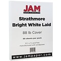 JAM Paper® Strathmore Cardstock, 8.5 x 11, 88lb Bright White Laid, 50/pack (301005)